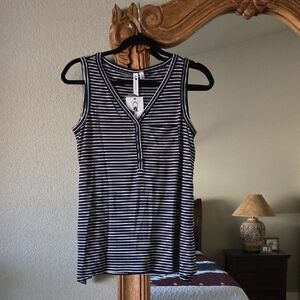 Cable & Gauge Navy and White Striped Tank Top